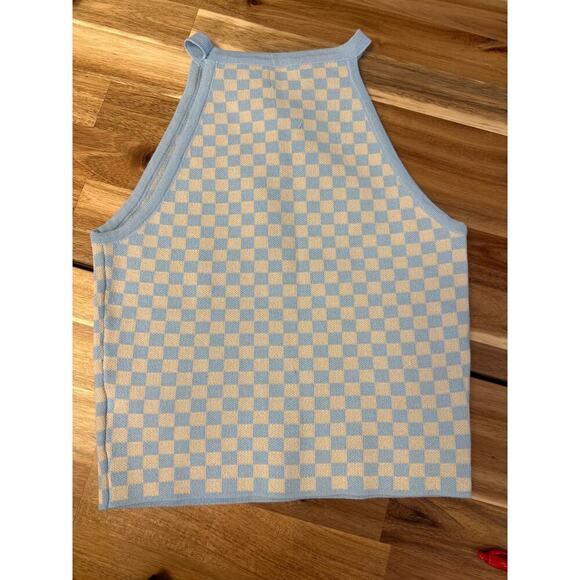 Dee Elly Checkerboard Sleeveless Knit Top Womens Small - Picture 2 of 4